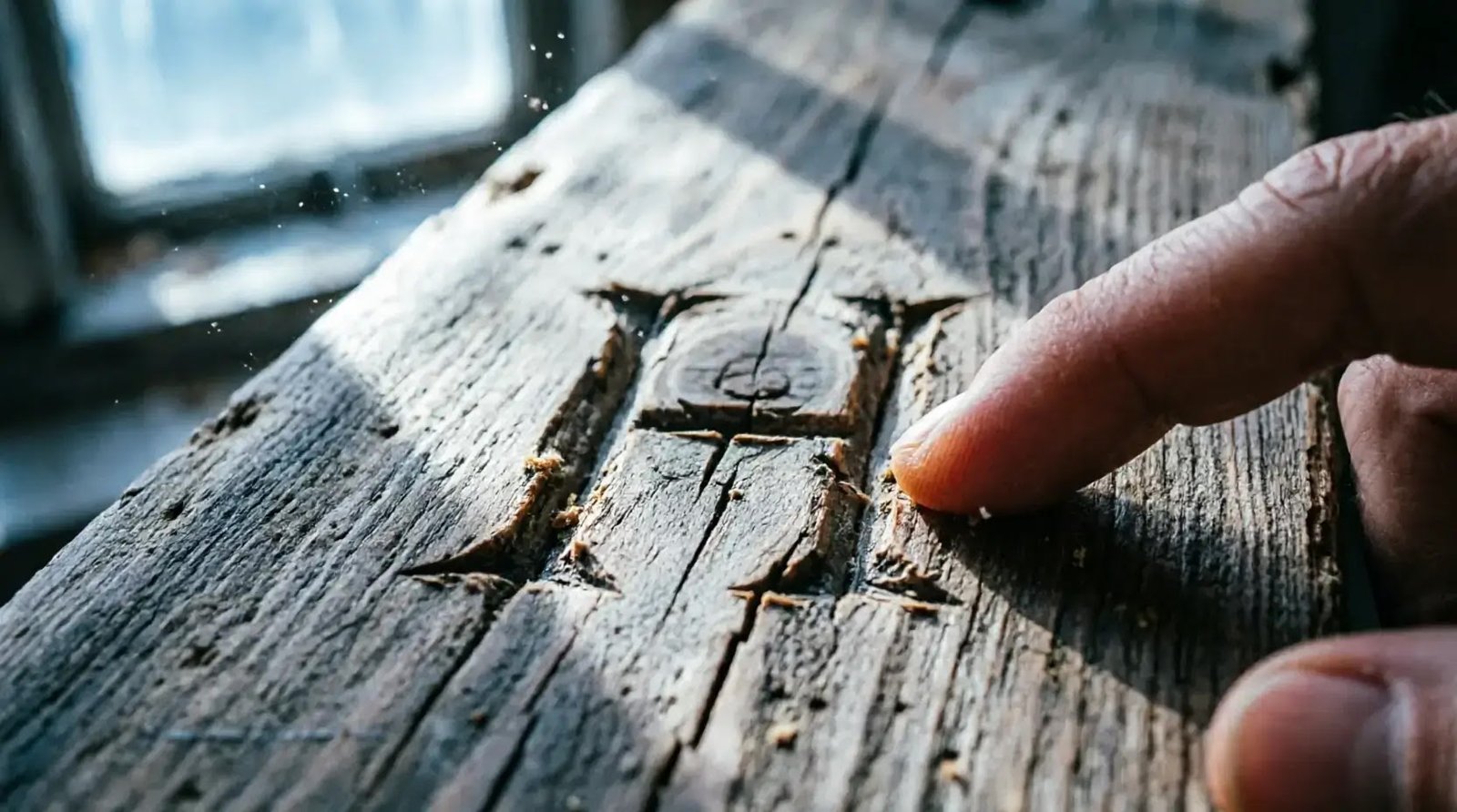 Letter H carved in wood, shadow reveals hidden word hungry, candlelight (AI-generated illustration)