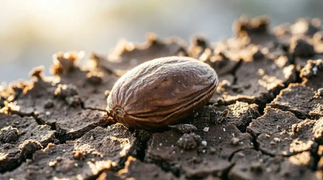 seed on soil, soft dawn light (AI-generated illustration)