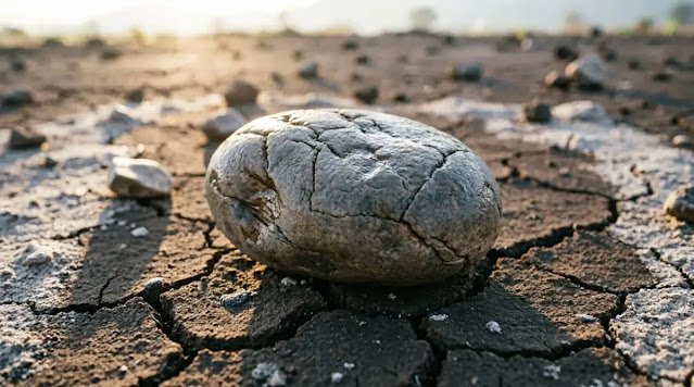 rough stone on bare earth, soft morning light (AI-generated illustration)