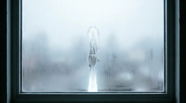 window with fog, finger-drawn line revealing light, soft morning light (AI-generated illustration)