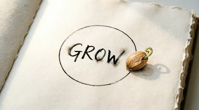circled word and seed drawing, soft morning light (AI-generated illustration)