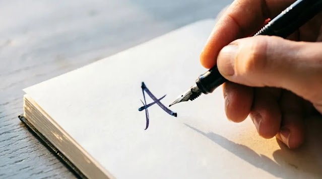 hand writing first stroke on blank page, soft dawn light (AI-generated illustration)
