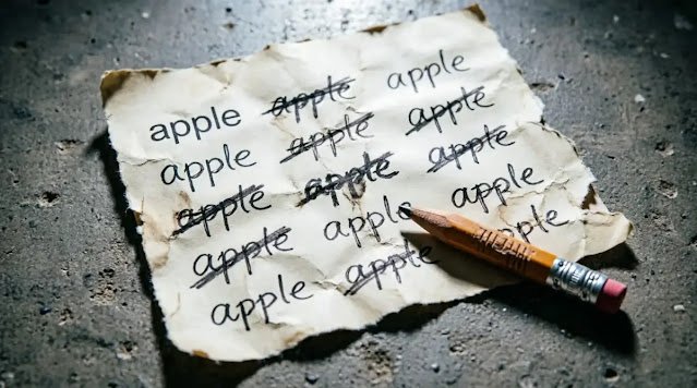 Cardboard with the word apple written multiple times(AI-generated illustration)