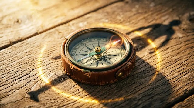 Single-point compass casts complete step figure shadow, one to enough (AI-generated illustration)