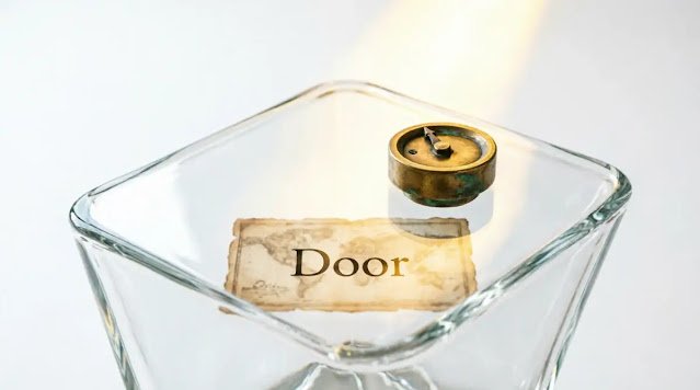 Invisible clear glass, silent radio dial, door symbol alone best decisions feel quiet (AI-generated illustration)
