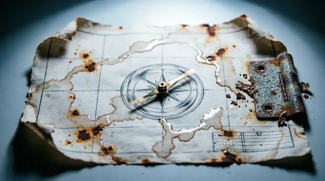 Spinning compass, rusted hinge, wet curling blueprint  motivation as weather (AI-generated illustration)