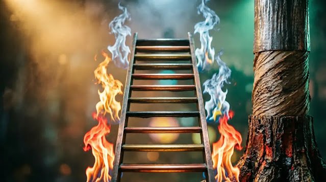Three-level ladder pulsing, color-matched forge flames, tree with three growth zones progressive training (AI-generated illustration)