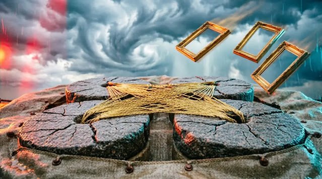 Weightless millstone, thread cocoon, balanced frame(AI-generated illustration)