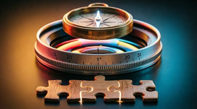 One-degree lens turn, steady compass needle, perfectly aligned puzzle pieces(AI-generated illustration)