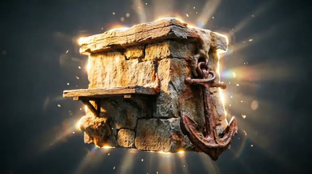 Fused fortress structure, golden quiet light, permanent elements(AI-generated illustration)