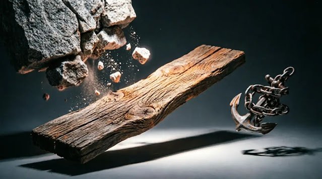 Upward-bending shelf, drifting wall dust, tangled anchor chain(AI-generated illustration)