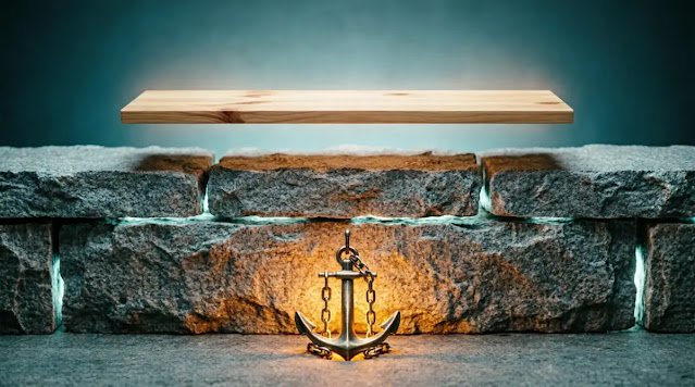 Floating lightweight shelf, interlocking wall, glowing anchor(AI-generated illustration)