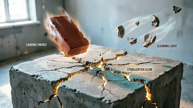 Stabilizing base with sealing cracks, landing brick, clearing rubble(AI-generated illustration)