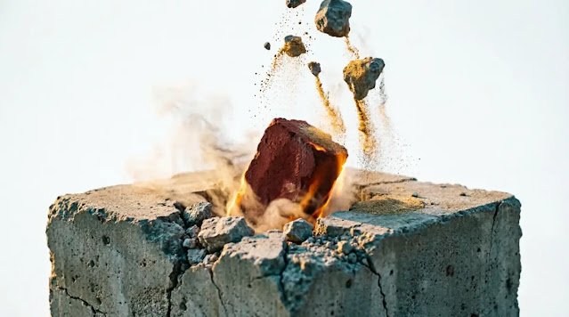 Dissolving base, sinking brick, sand-transforming rubble(AI-generated illustration)
