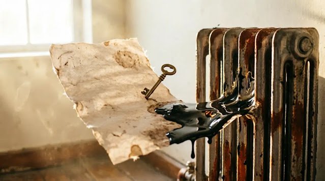 Paper and key merged with radiator, golden unified field, warm light (AI-generated illustration)