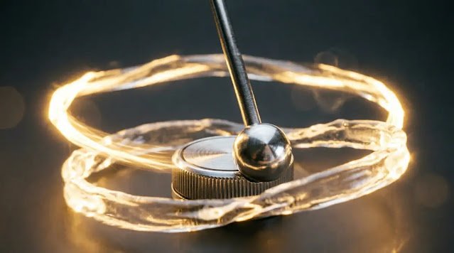 Infinite rhythmic metronome pendulum, merged gear knob functional light, dissolved rubber band luminous energy field, golden clarity (AI-generated illustration)