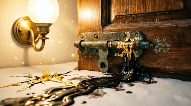 Integrated path ink slip, fluid door latch, light-filled wood cracks, golden bloom lamp(AI-generated illustration)