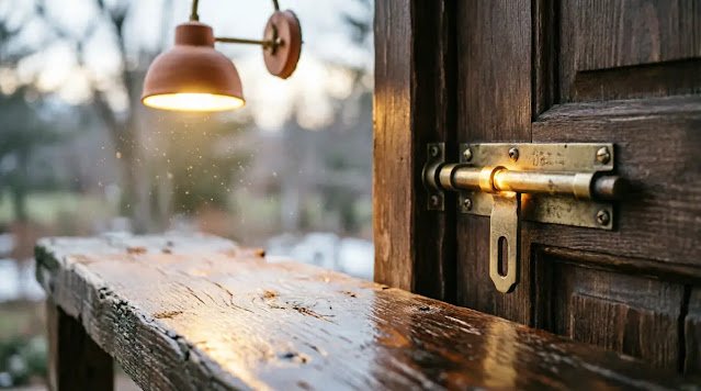 Worn glowing ink slip, resilient door latch, self-illuminating nodes, golden lamp glow (AI-generated illustration)