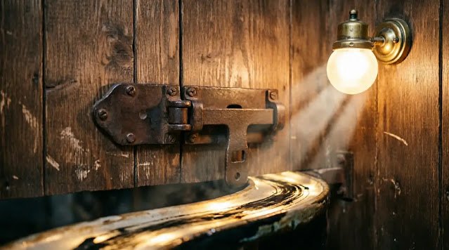 Illuminated integrated ink slip, secure resilient latch, extended lamp radius, warming glow (AI-generated illustration)
