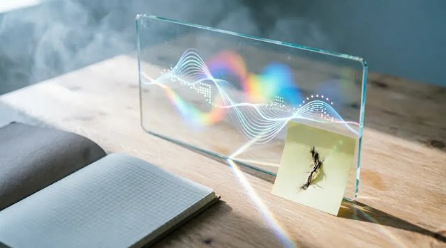 Readable dashboard screen with bending light beam, focused variable note, structured notebook margin, cool directional light (AI-generated illustration)