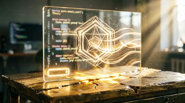 Legacy glass code canvas, current of light reflections, channel cursor glow, light-filled cracks, golden bloom volumetric light (AI-generated illustration)