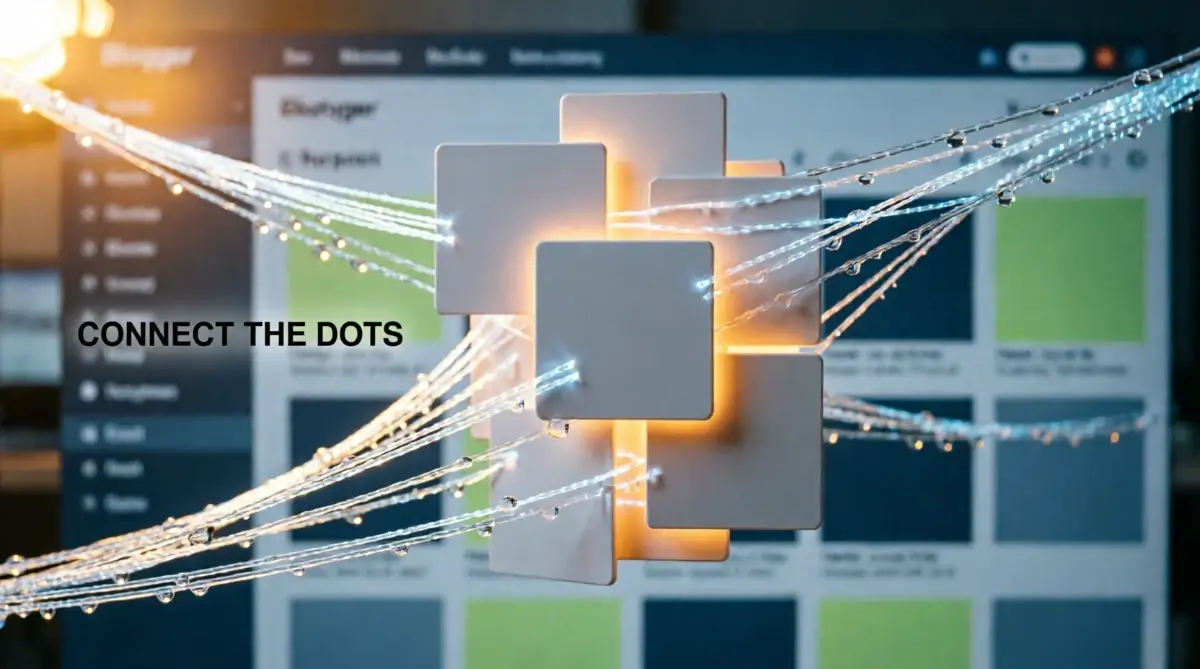 Article Archive Grid showing posts linked by glowing threads from Internal Link Anchor Node(AI-generated illustration)