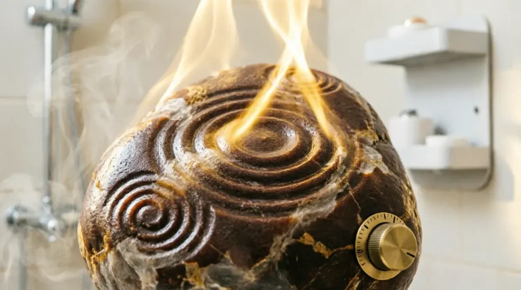 Resonance stone surface showing chaotic overlapping ripple patterns gradually merging into single flowing stream
