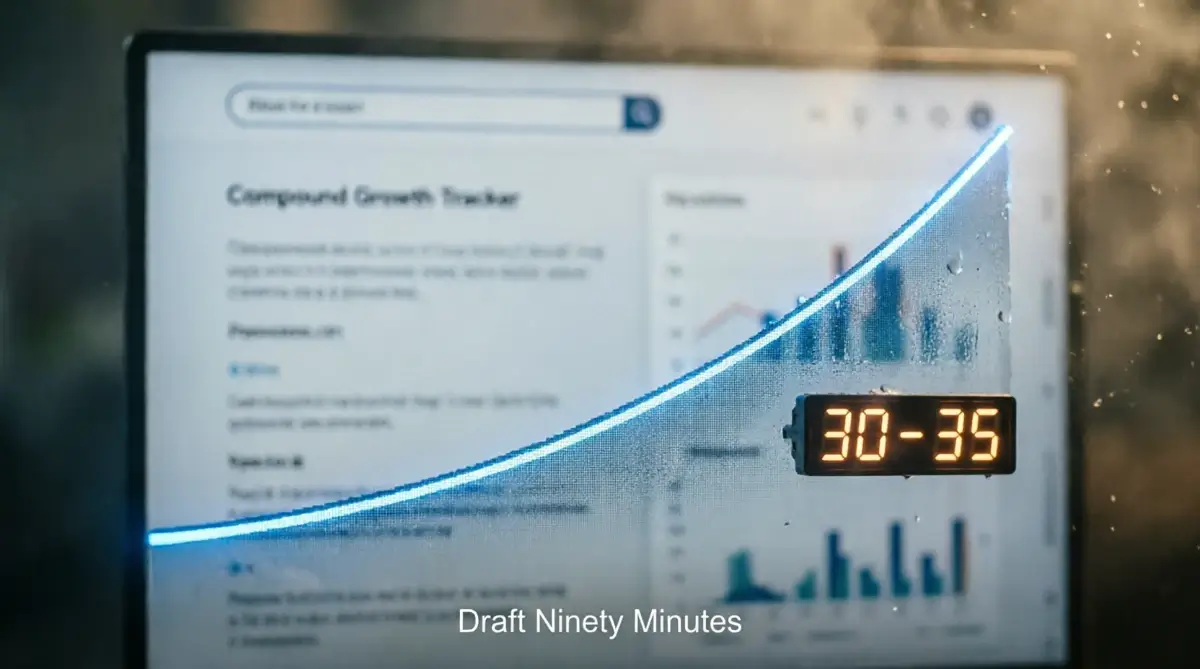 Digital compound growth tracker interface showing accumulation curve rising left to right(AI-generated illustration)