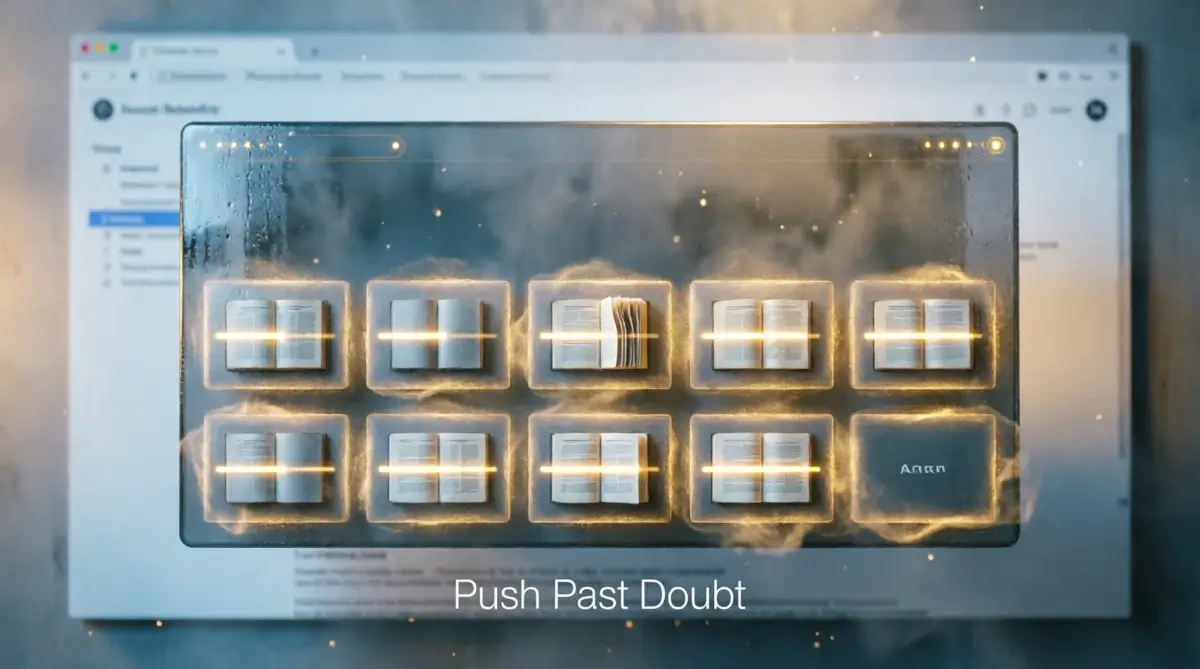 Ten-post library rack showing midpoint completion evidence(AI-generated illustration)